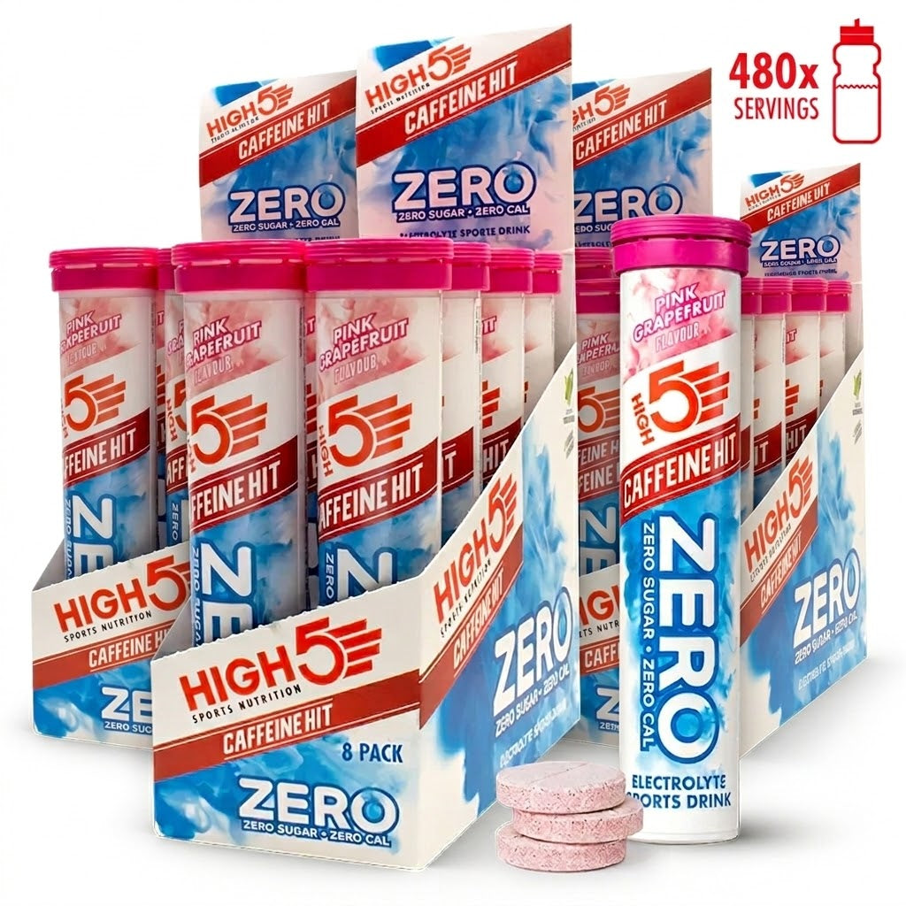 High5 Elektrolyttabs ZERO Pink Grapefruit Caff 10x 8-PACK = 80 TUBES TOTAL Datovare kasse