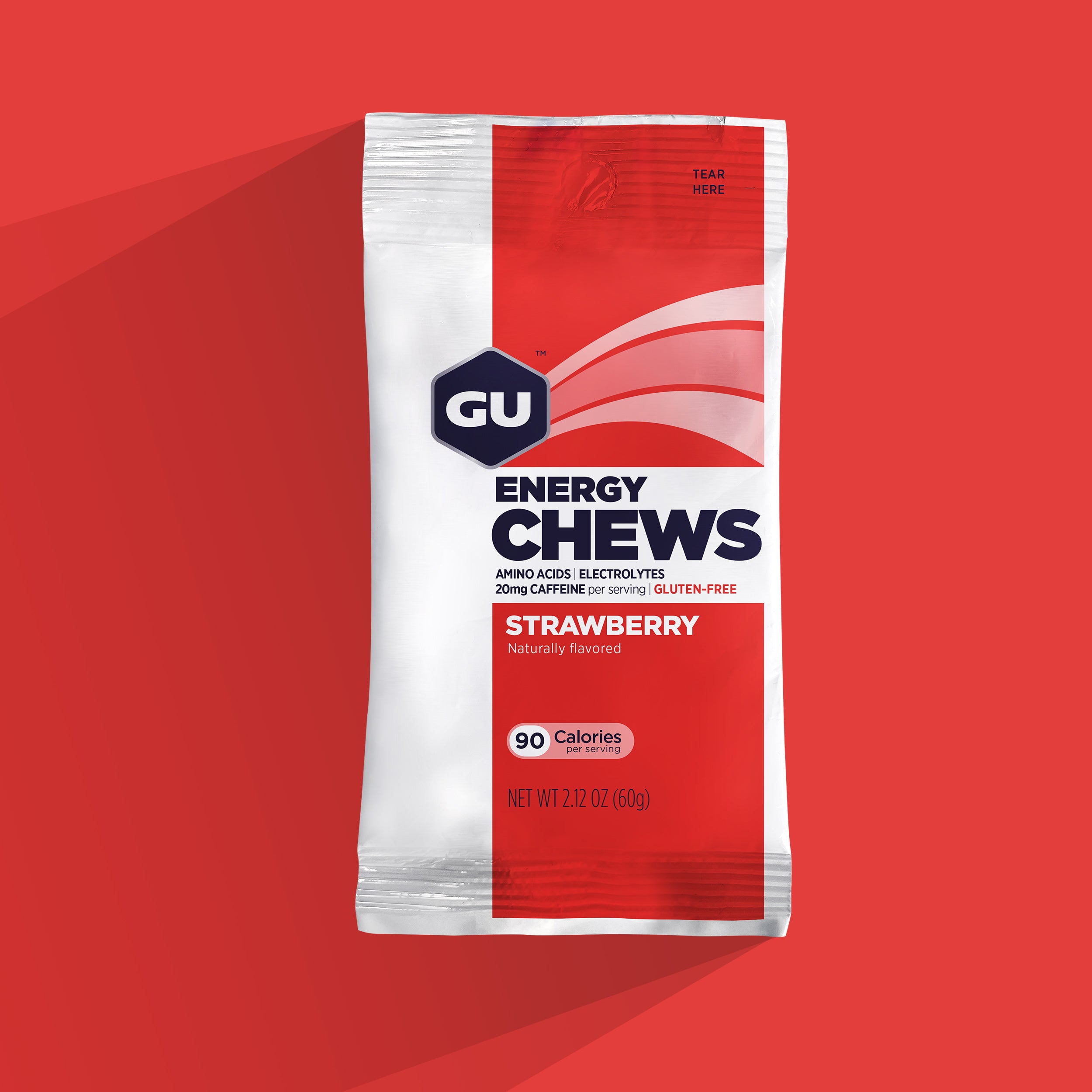 GU Energy Chews Strawberry med Koffein (30g) Datovare