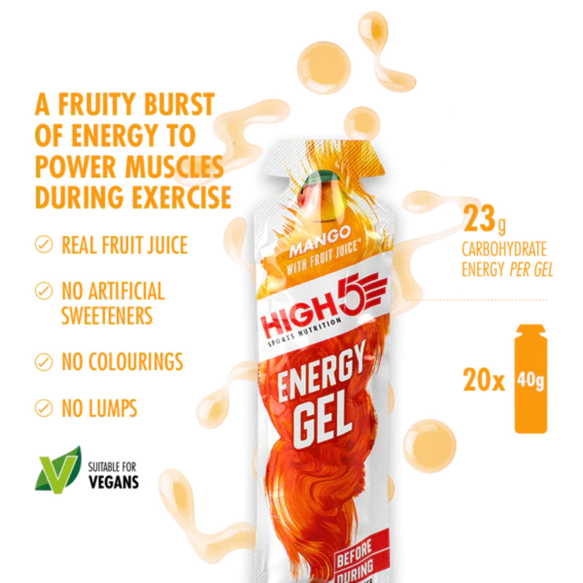 High5 Energigel Mango 40 g x 20 stk. DATOVARE
