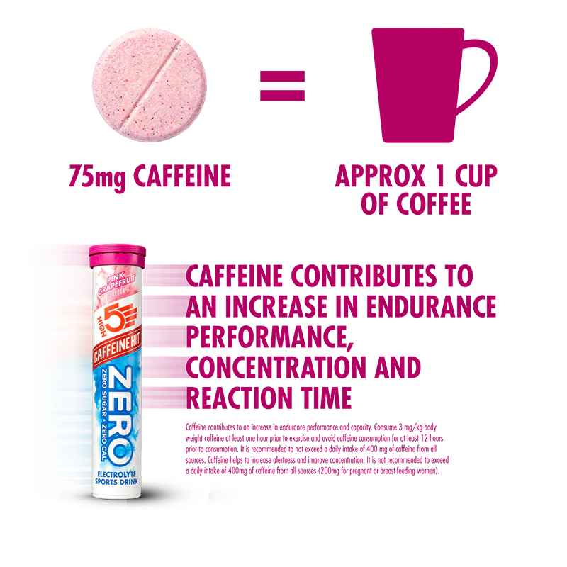High5 Elektrolyttabs ZERO Pink Grapefruit Caffeine Hit (20 tabs) DATOVARE