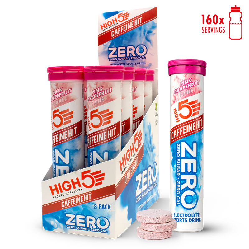 High5 Elektrolyttabs ZERO Pink Grapefruit Caff (8x20 tabs) Datovare