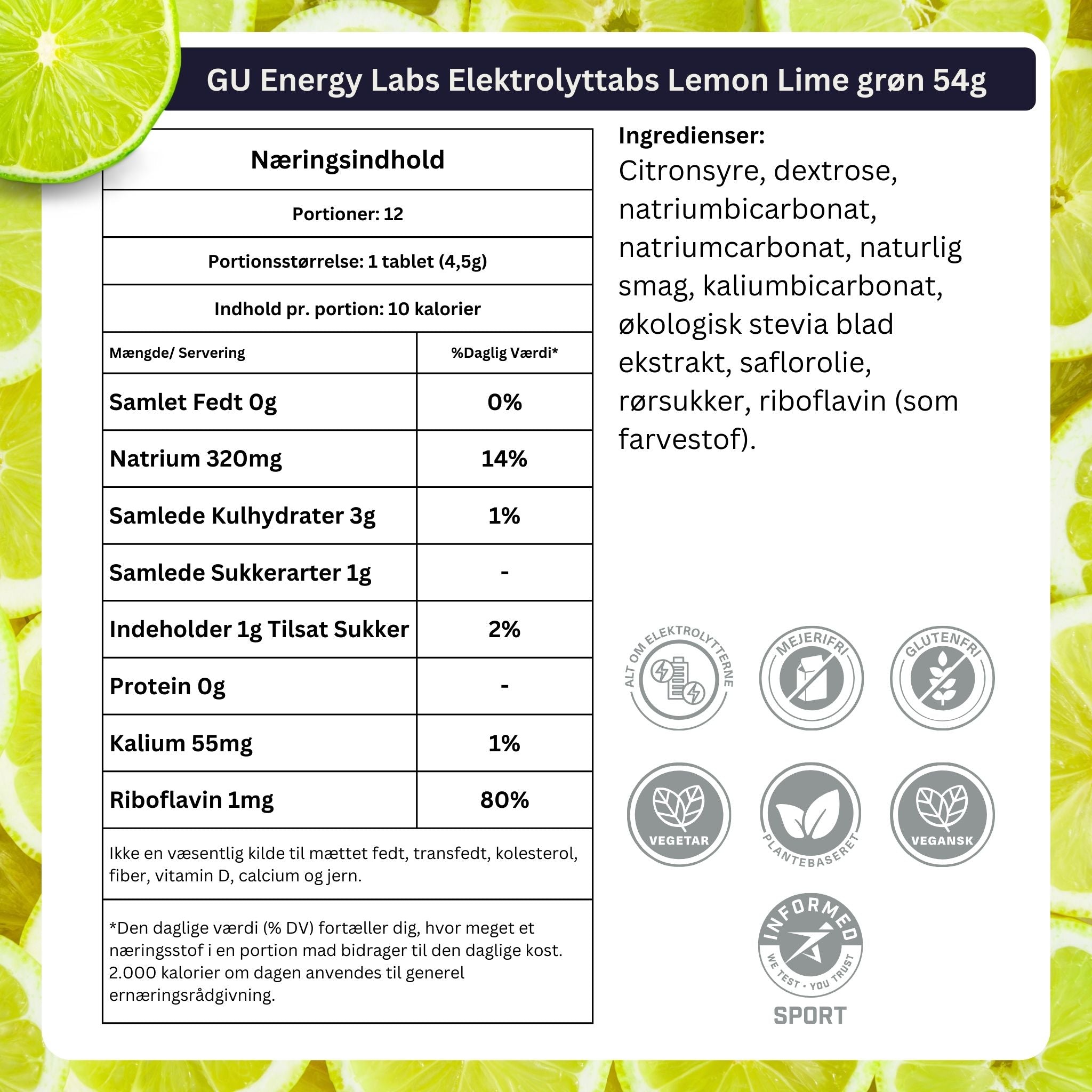 GU Energy Elektrolyttabs Lemon Lime 56g