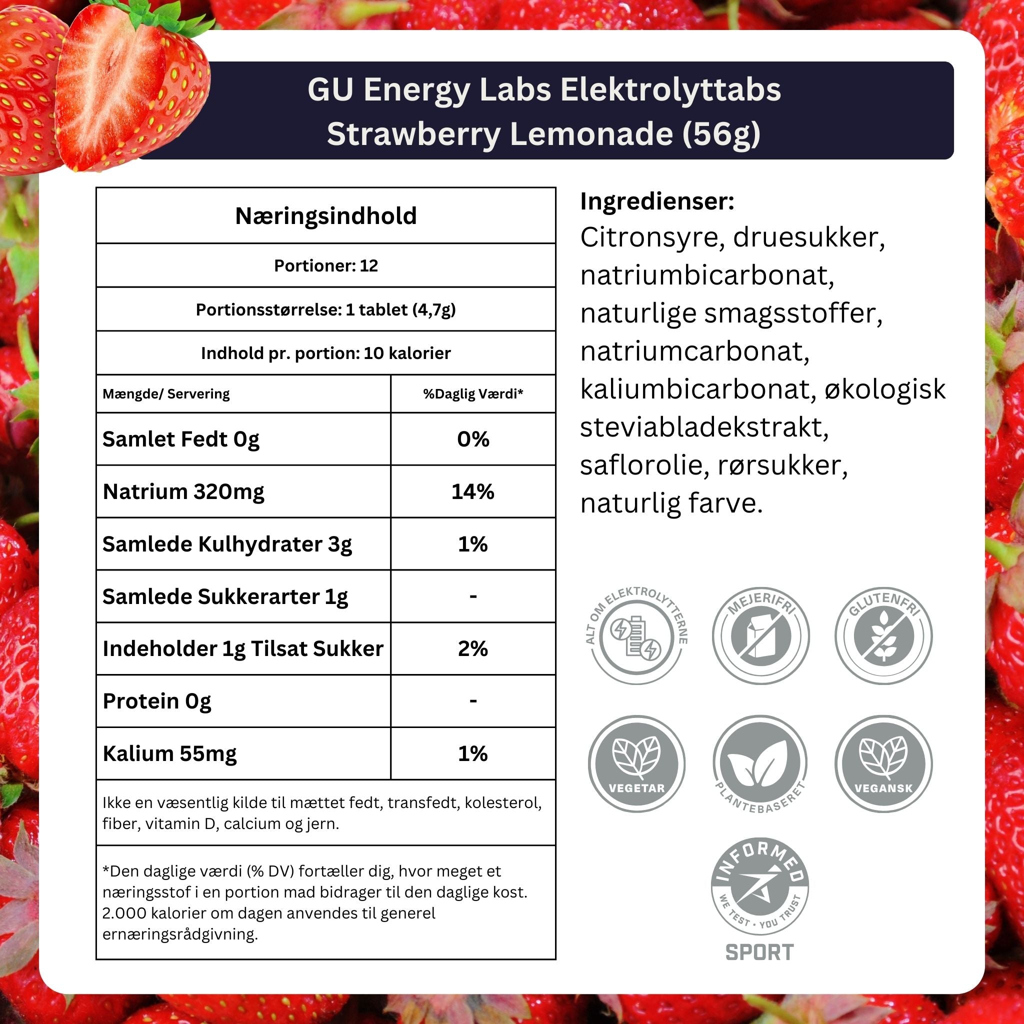 GU Energy Elektrolyttabs Strawberry Lemonade  DATOVARE (8 x 12 tabs)