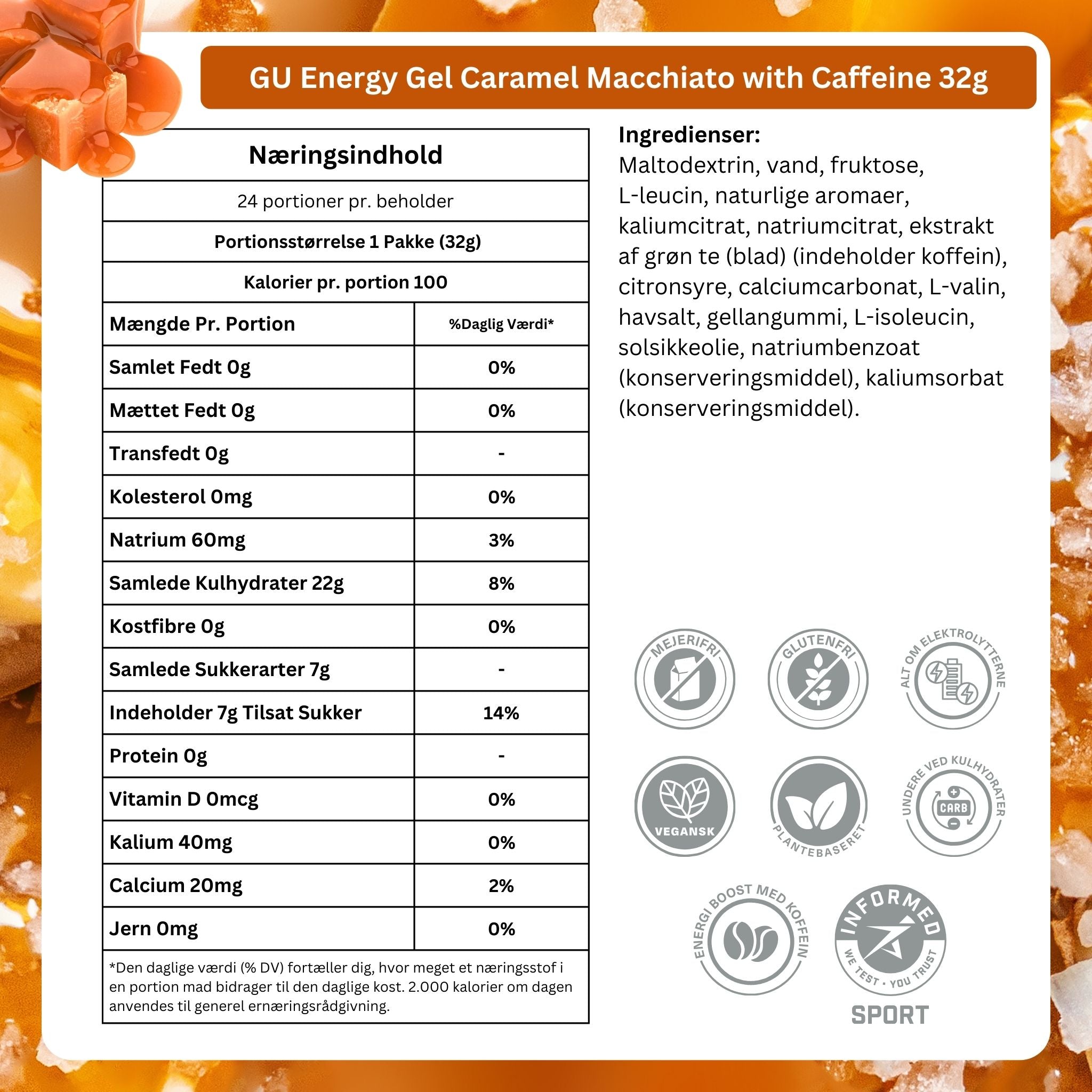 GU Energy Energigel Caramel Macchiato med koffein (24 x 32g) 12 stk. MASTER