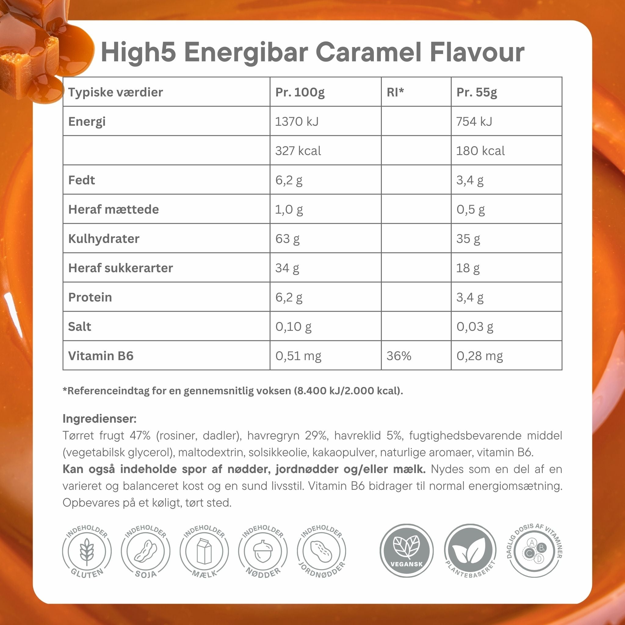 High5 Energibar Karamel (12 x 55g) Datovare