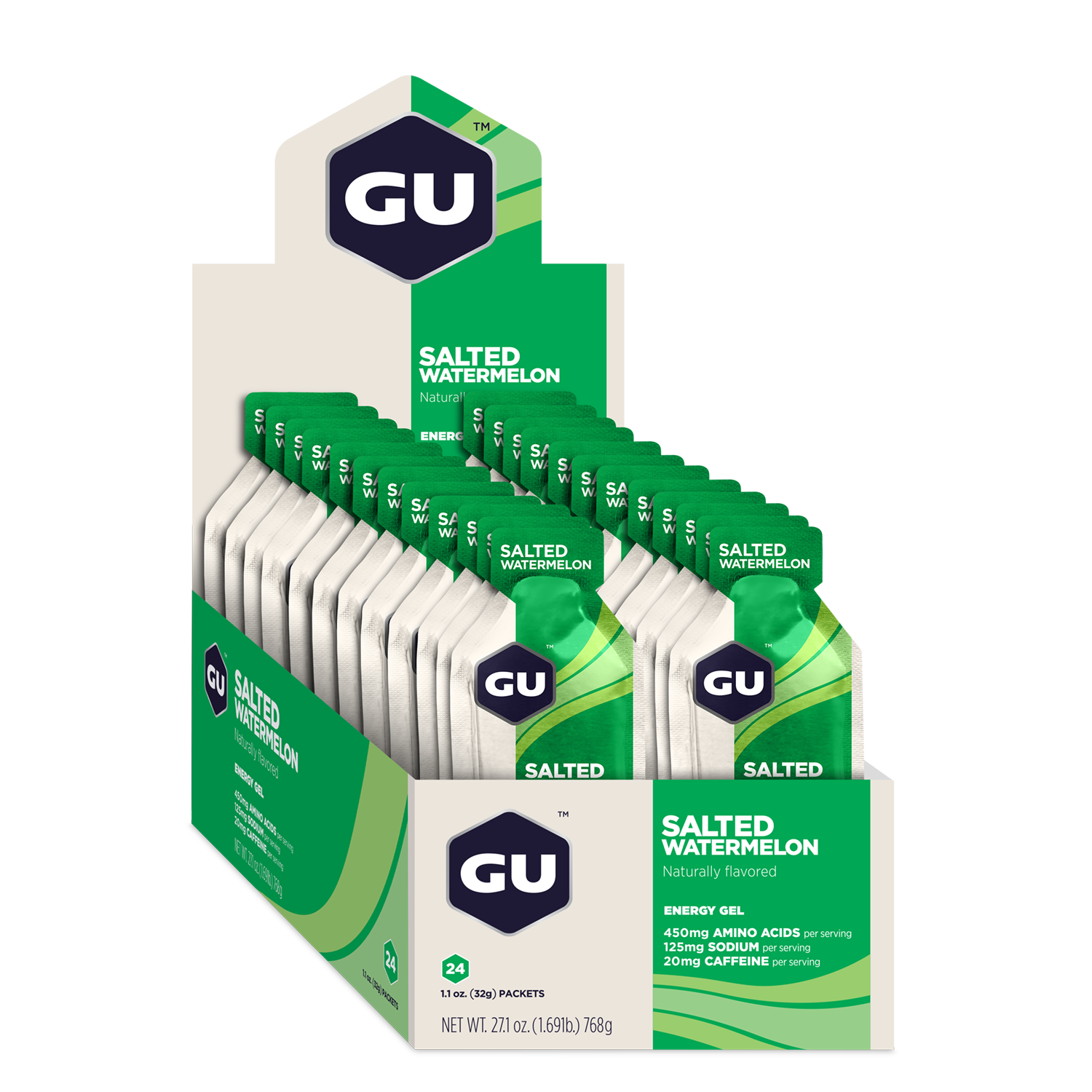 GU Energy Energigel Salted Watermelon med koffein (24 x 32g)